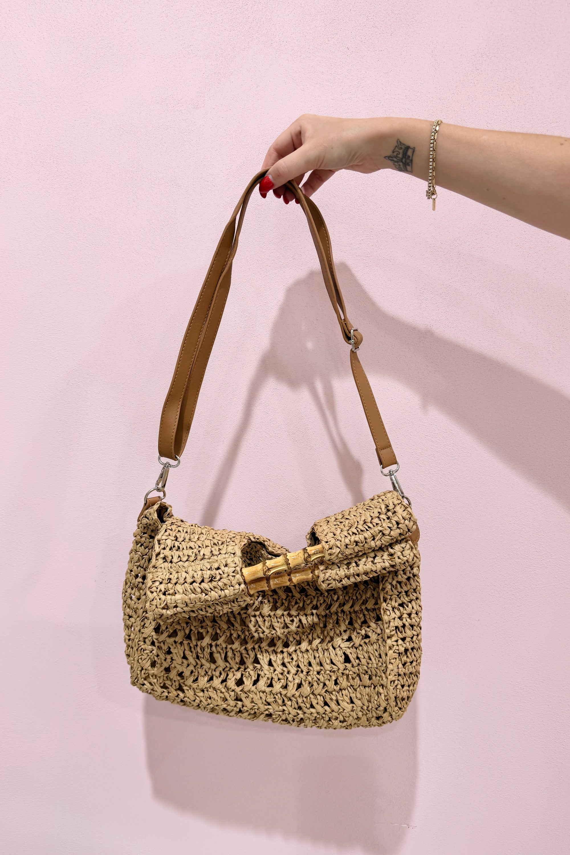 Chosen By Fifi & Annie The Rose Crochet Mini Tote Bag | Tan