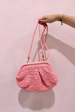 Chosen By Fifi & Annie The Mary Woven Clutch with Strap | Orchid Pink