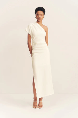 Shona Joy Beau Asymmetrical Midi Dress | Ivory