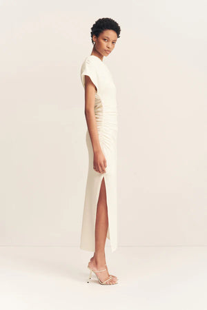 Shona Joy Beau Asymmetrical Midi Dress | Ivory