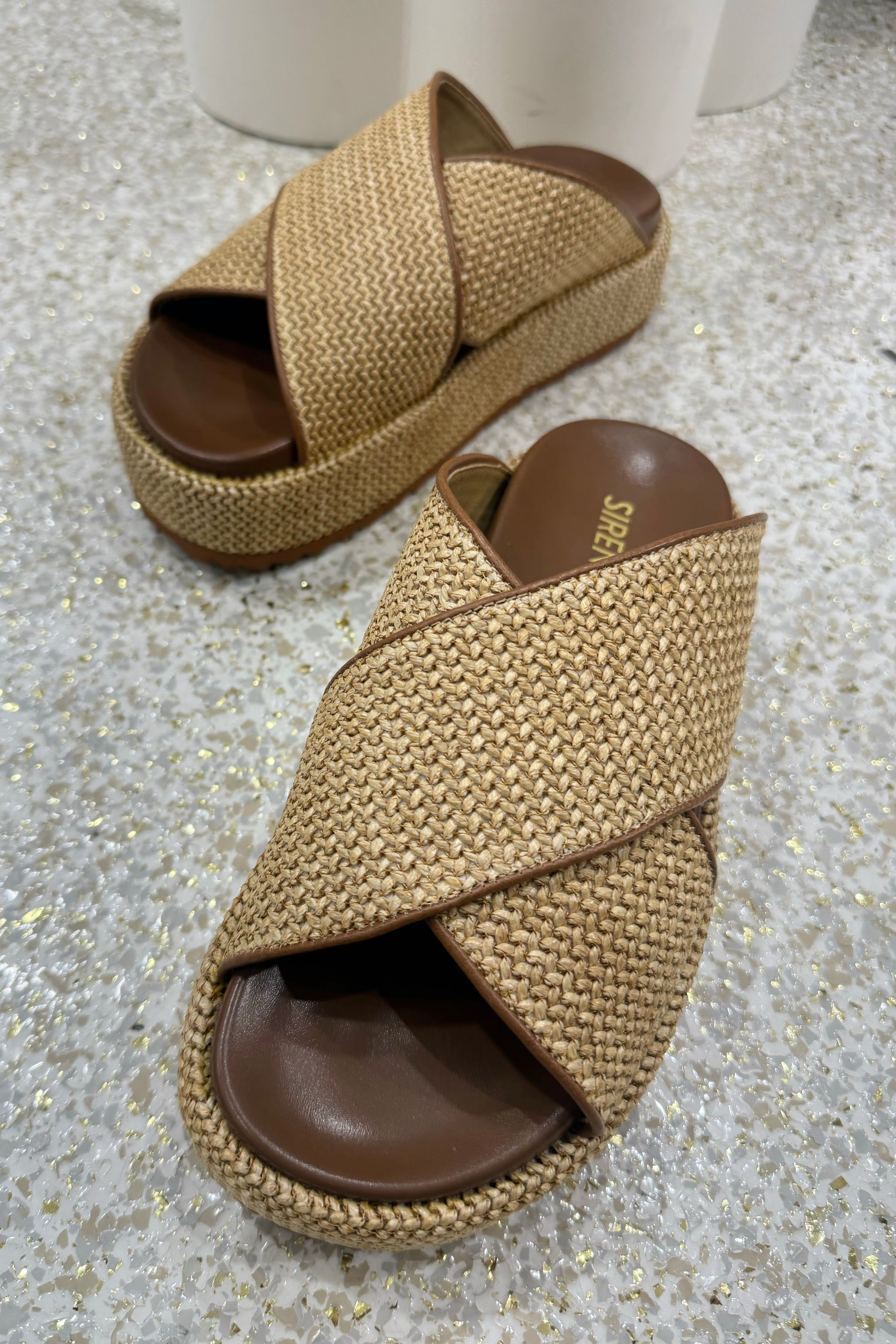 Siren April Flatform Sandal | Natural Weave / Tan || BEST SELLER