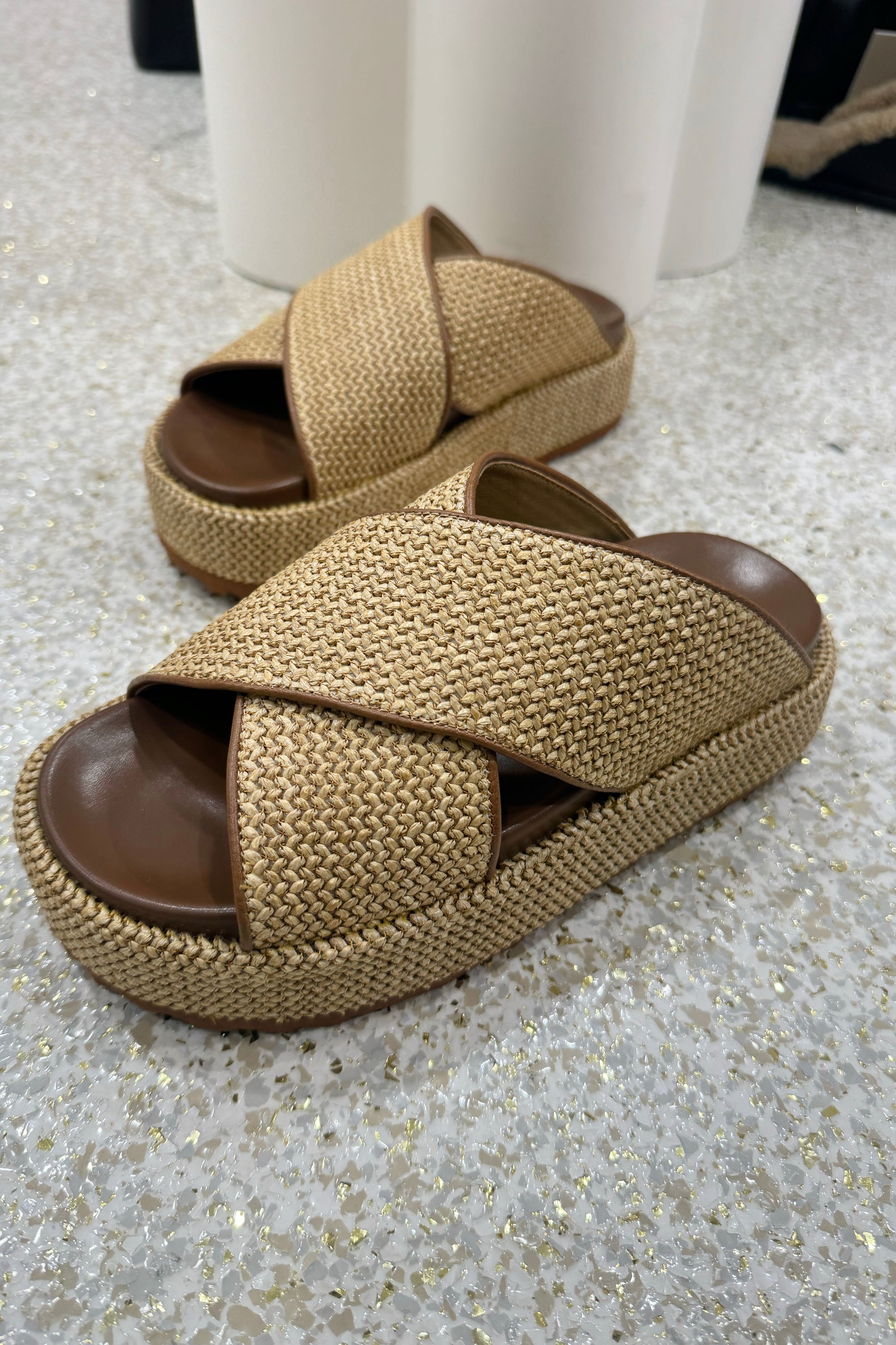 Siren April Flatform Sandal | Natural Weave / Tan || BEST SELLER