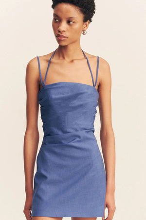 Shona Joy Asher Draped Mini Dress | Ocean Blue