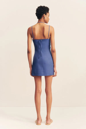 Shona Joy Asher Draped Mini Dress | Ocean Blue