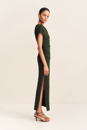 Shona Joy Beau Aymmetrical Midi Dress | Army Green