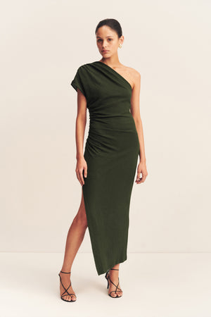 Shona Joy Beau Aymmetrical Midi Dress | Army Green