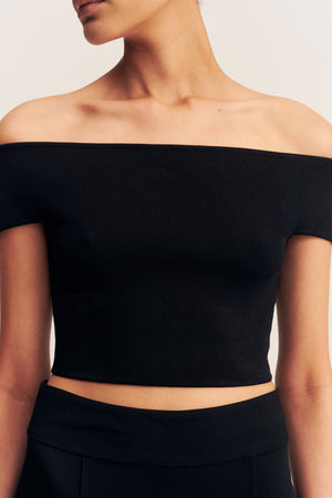 Shona Joy Basic Off Shoulder Top | Black