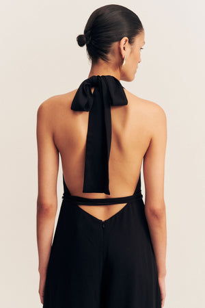 Shona Joy Iliad Halter Neck Open Back Jumpsuit | Black