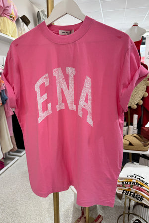 Ena Pelly Jessie Collegiate Oversized Tee | Pop Pink