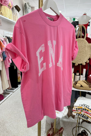 Ena Pelly Jessie Collegiate Oversized Tee | Pop Pink