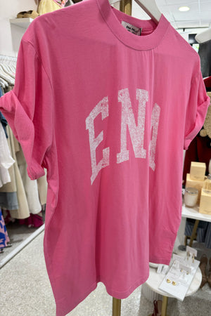 Ena Pelly Jessie Collegiate Oversized Tee | Pop Pink