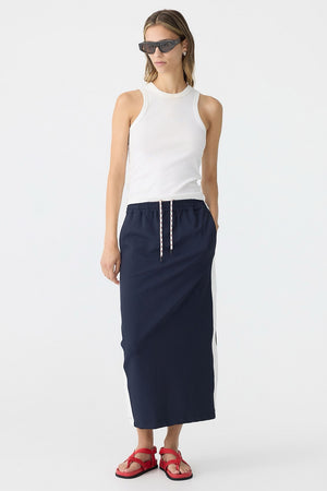 Bassike Stretch Twill Pull On Skirt | Ink / White