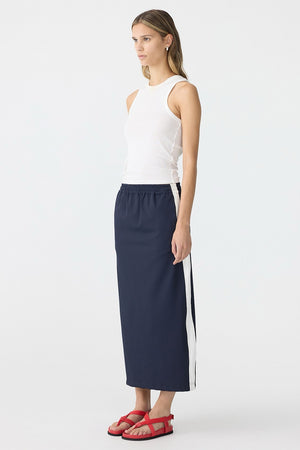 Bassike Stretch Twill Pull On Skirt | Ink / White