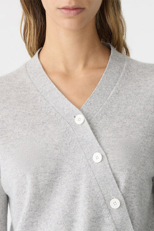 Bassike Crossover Cashmere Cardigan | Grey Marl