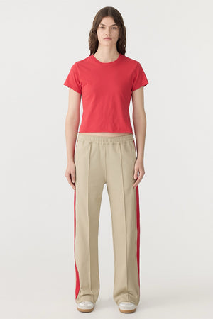 Bassike Twill Stripe Detail Pant | Light Tan / Red