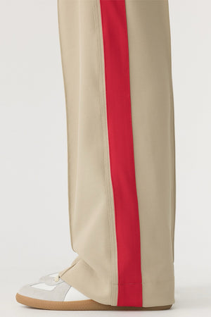 Bassike Twill Stripe Detail Pant | Light Tan / Red