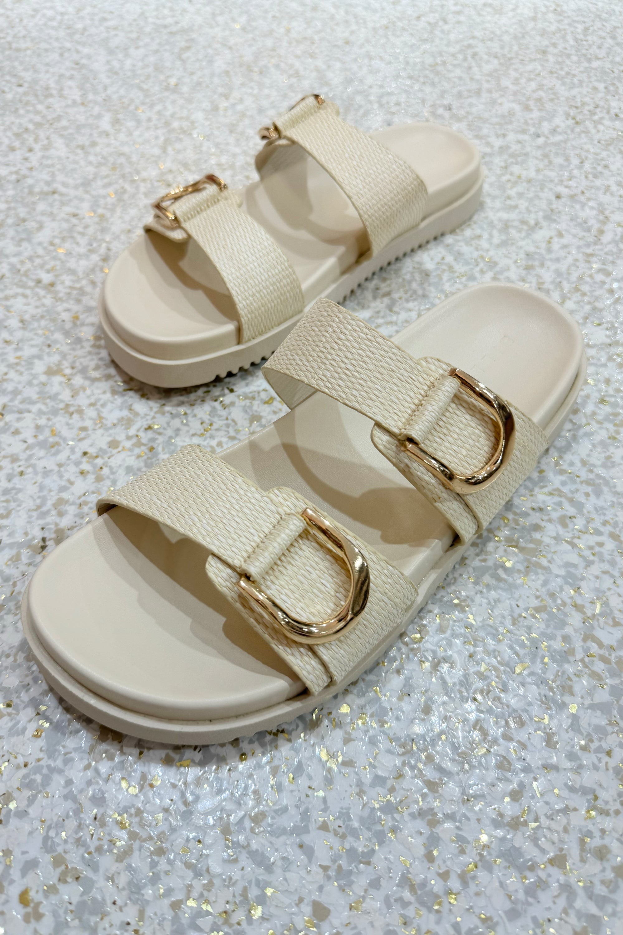 Billini Areli Slide | Cream Raffia