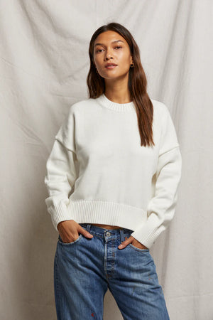 Perfect White Tee Janet Cotton Crewneck Sweatshirt | White