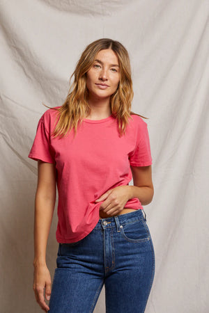 Perfect White Tee Harley Boxy Crew Tee | Pink Bloom