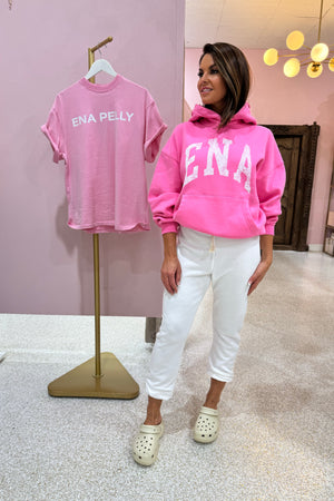 Ena Pelly Collegiate Oversized Hoodie | Pop Pink