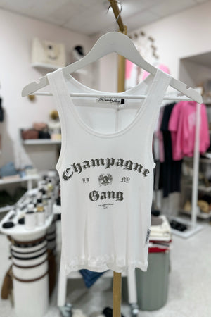 The Laundry Room Champagne Gang Rib Tank | White