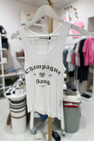 The Laundry Room Champagne Gang Rib Tank | White