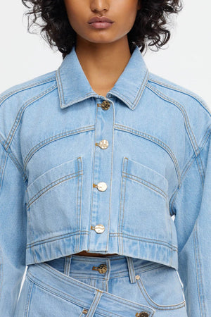 Acler Amesbury Cropped Denim Jacket | Mid Wash