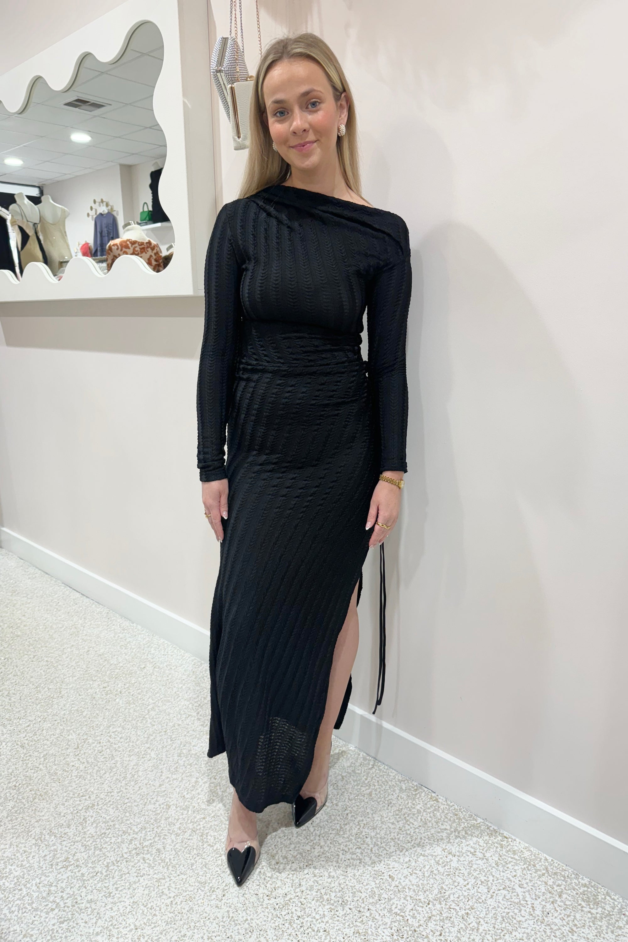 Chosen By Fifi & Annie Victoria Side Split Ruched Dress | Black