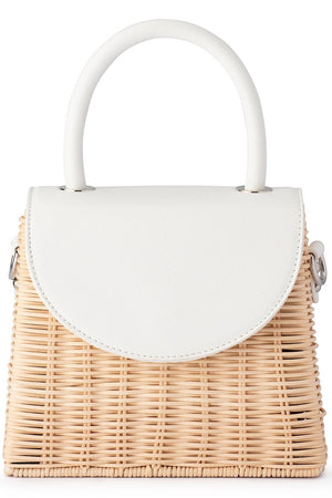 Olga Berg Donna Straw Top Handle Bag | White