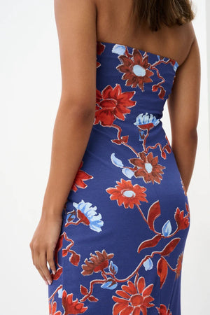 ROAME. Riva Maxi Dress | Cactus Bloom Indigo