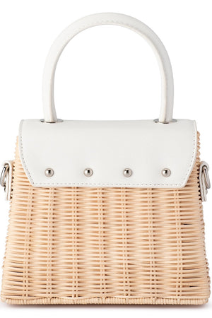 Olga Berg Donna Straw Top Handle Bag | White