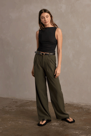 Raef The Label Olivia Wide Leg Pant | Olive