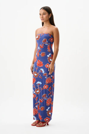 ROAME. Riva Maxi Dress | Cactus Bloom Indigo