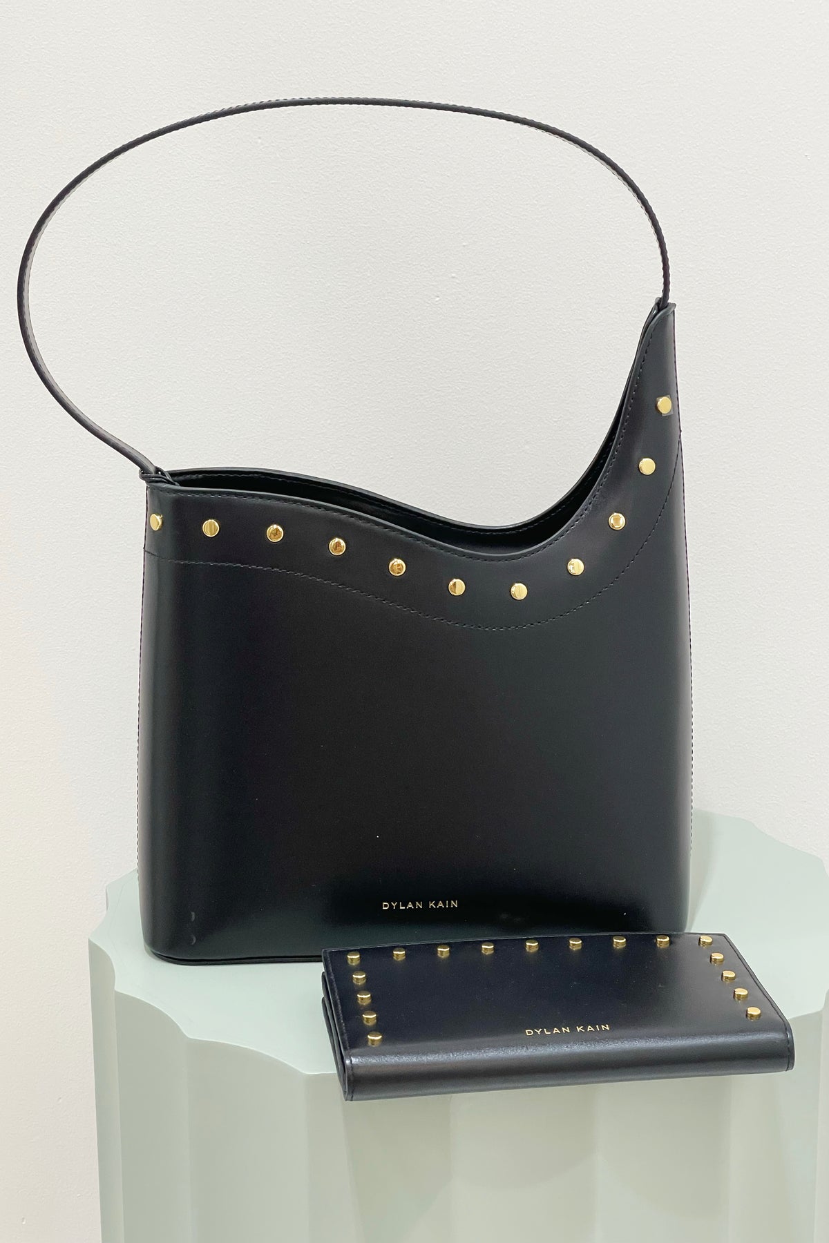 Dylan Kain The Londyn Studded Bag Black Warm Gold Fifi Annie