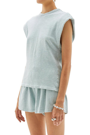 Bassike Wide Shoulder Slub Tank | Pistachio