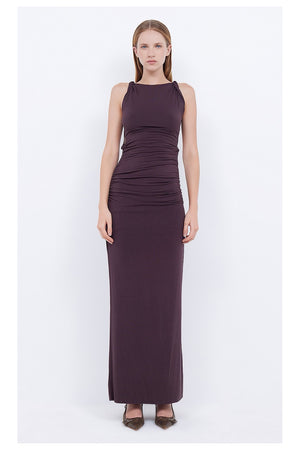 Bec + Bridge Elissa Twist Dress | Aubergine