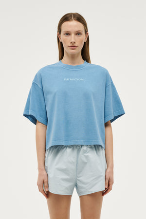 P.E Nation Nomad Boxy Tee | Washed Bright Blue