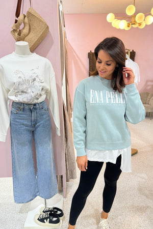 Ena Pelly Lilly Oversized City Logo Sweater | Seafoam Wash