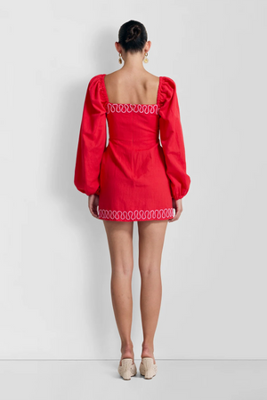 The Wolf Gang Carmensita Embroidered Mini Dress | Rojo