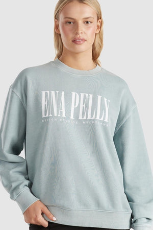 Ena Pelly Lilly Oversized City Logo Sweater | Seafoam Wash