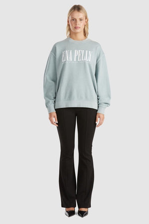 Ena Pelly Lilly Oversized City Logo Sweater | Seafoam Wash