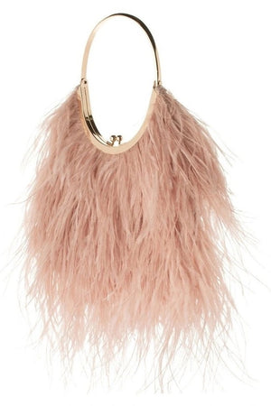 Olga Berg Penny Feathered Frame Bag | Blush