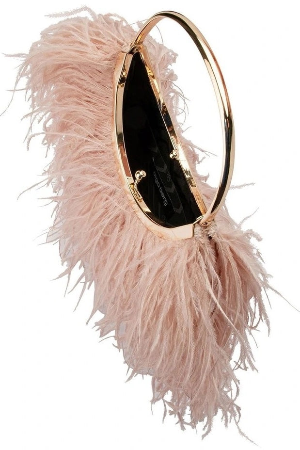 Olga Berg Penny Feathered Frame Bag | Blush