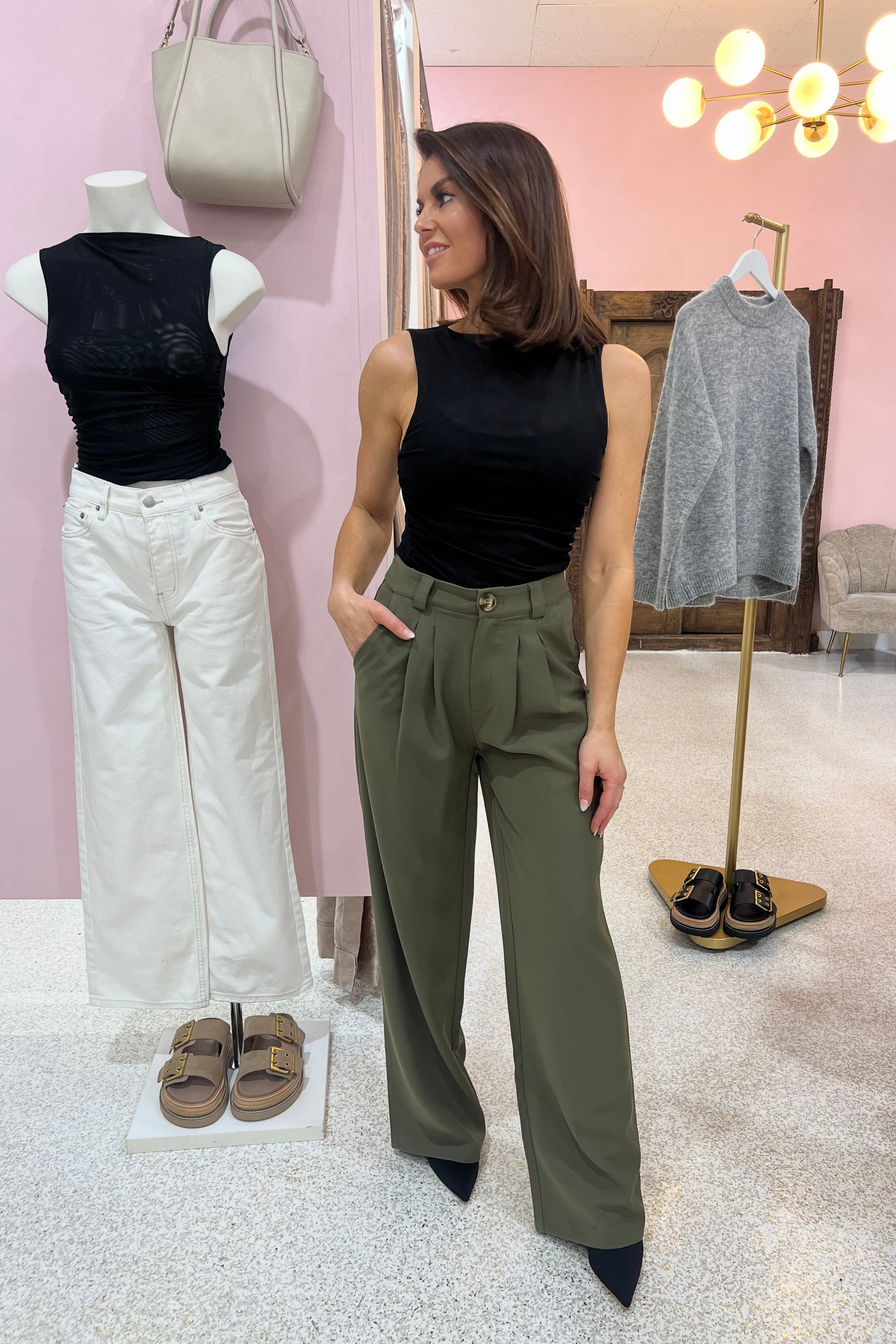 Raef The Label Olivia Wide Leg Pant | Olive