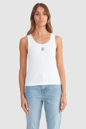 Ena Pelly Kendall Monogram Tank | White