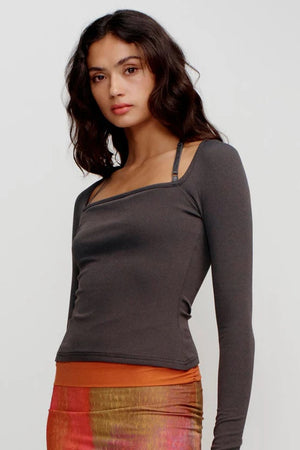 Ownley Freya Long Sleeve Top | Charcoal