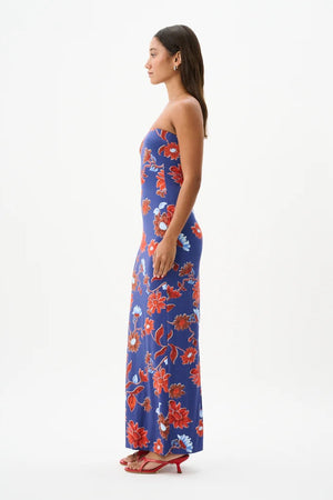 ROAME. Riva Maxi Dress | Cactus Bloom Indigo