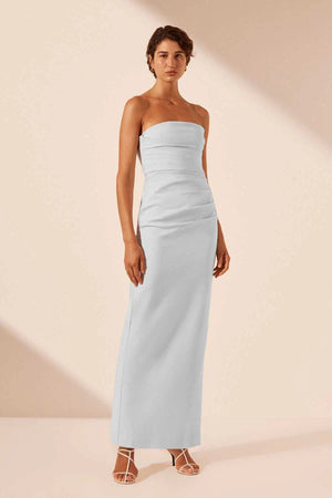 Shona Joy Lani Strapless Draped Maxi Dress | Sky