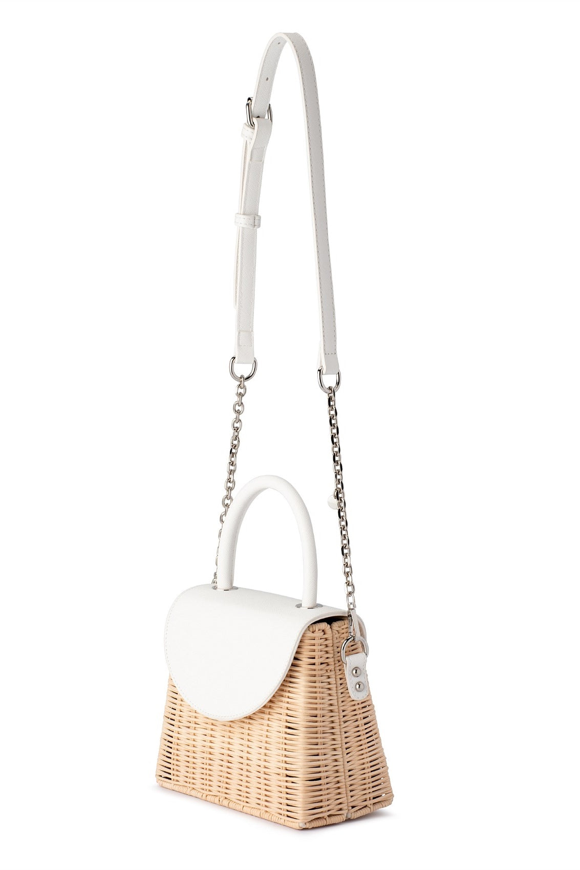 Olga Berg Donna Straw Top Handle Bag | White