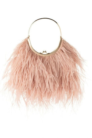 Olga Berg Penny Feathered Frame Bag | Blush